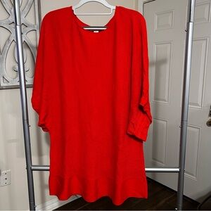 Coldwater Creek Kimono Silk Blend Sweater Short Sleeve 2X‎ 20-22 Red Orange